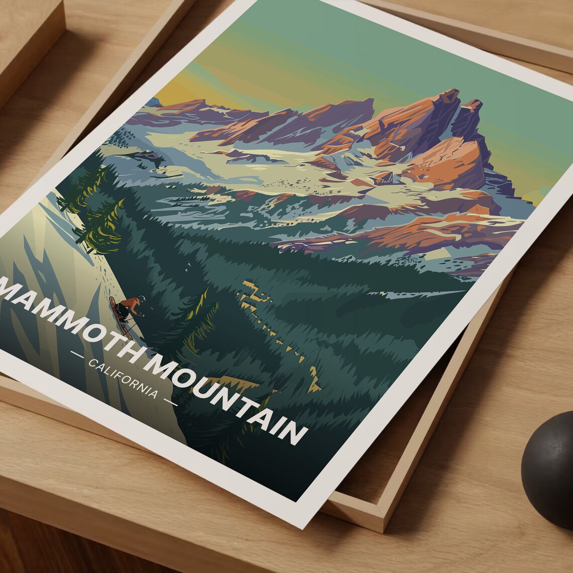Mammoth Mountain Travel Poster, Retro Ski Lodge Decor - Image 3