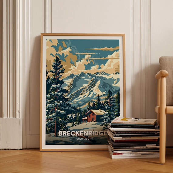 Breckenridge Ski Resort Travel Poster, Mountain Landscape