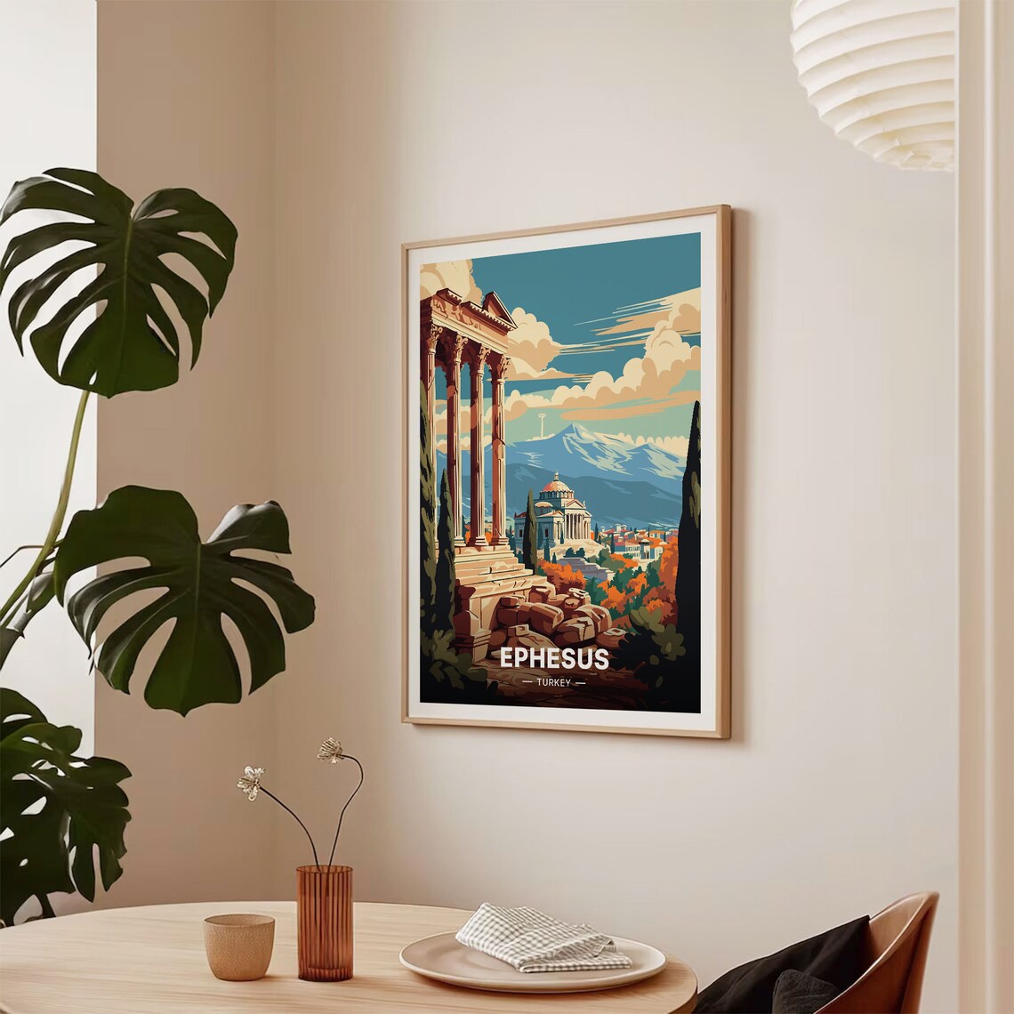 Ephesus Turkey Vintage Travel Poster Ancient Roman Ruins Columns Art - Image 2