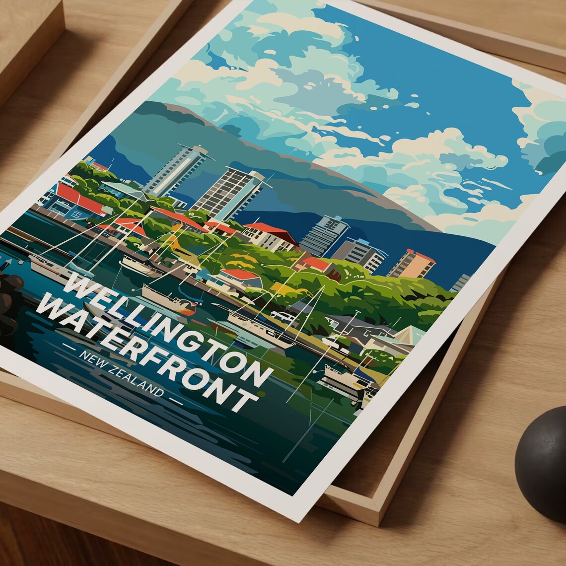 New Zealand Wellington Waterfront Scenic Travel Poster - Image 3