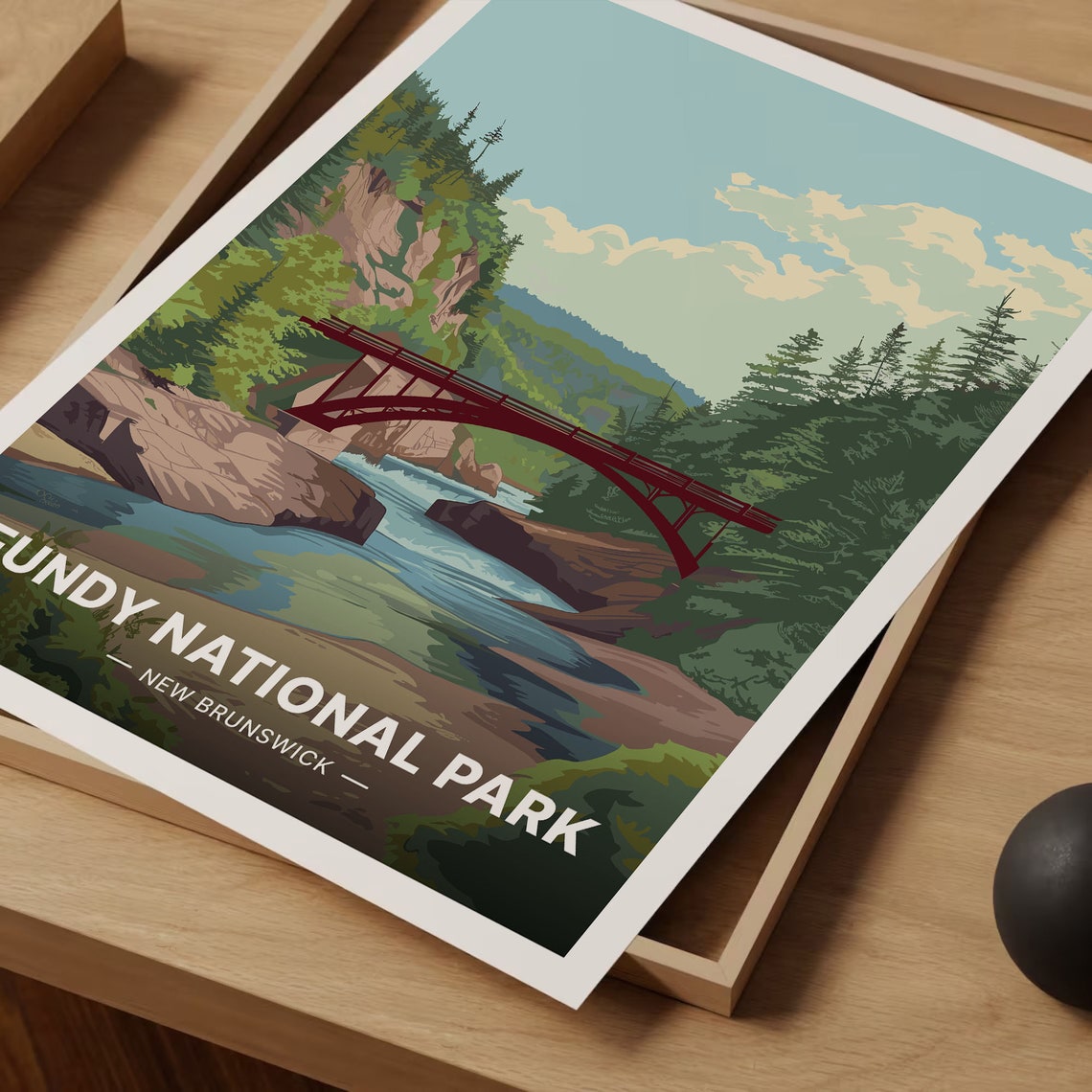 Fundy National Park New Brunswick Red Bridge Gorge Travel Poster - Image 3