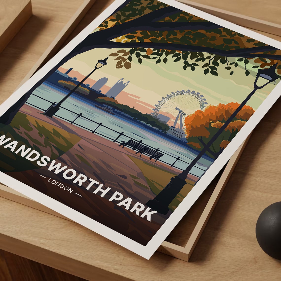 Wandsworth Park London Thames Riverside London Eye View Poster - Image 3