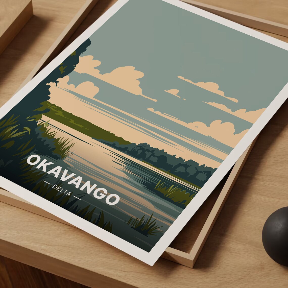 Okavango Delta Botswana Africa Wetland Channel Vintage Travel Poster - Image 3