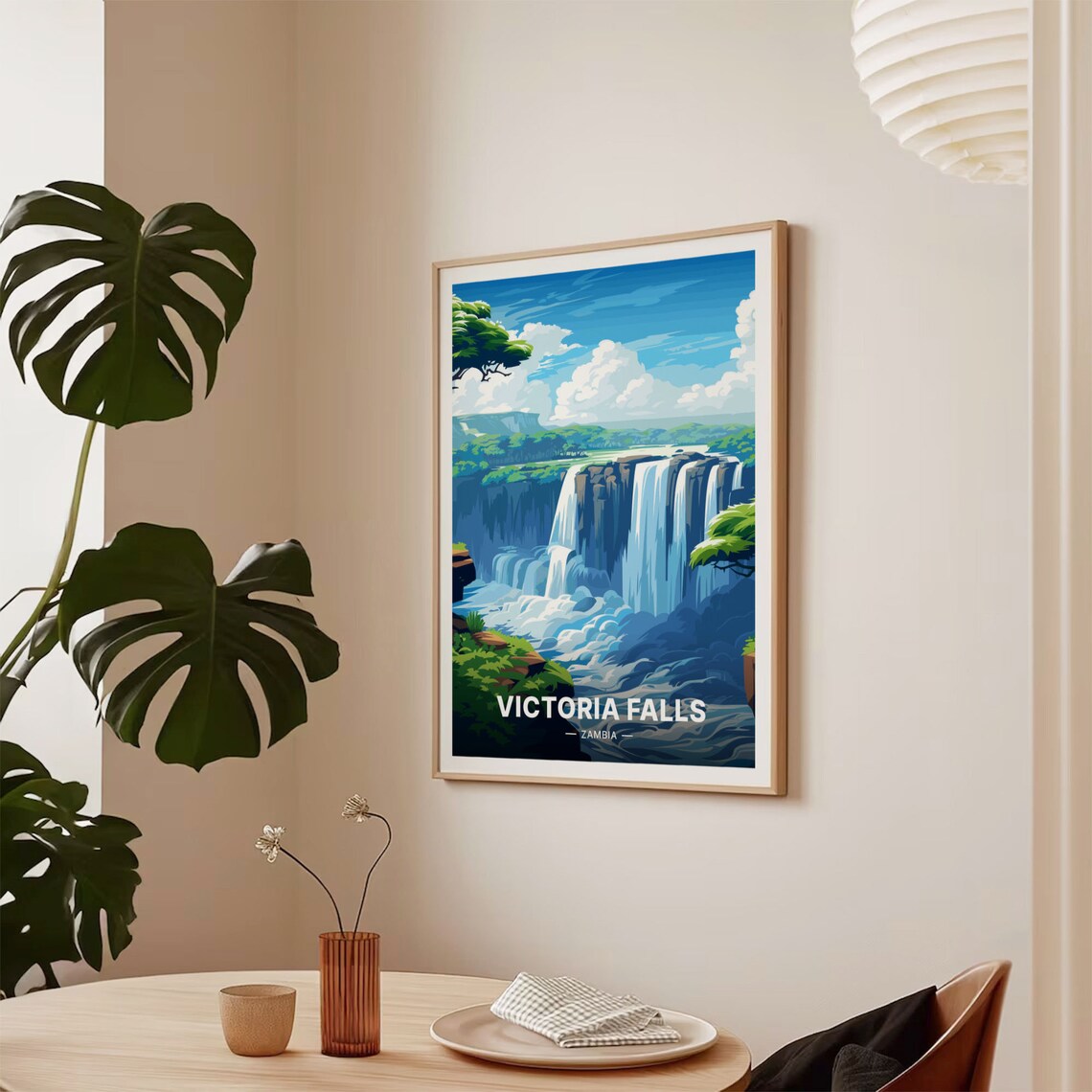 Victoria Falls Zambia Waterfall Vintage Travel Poster Nature Art - Image 2