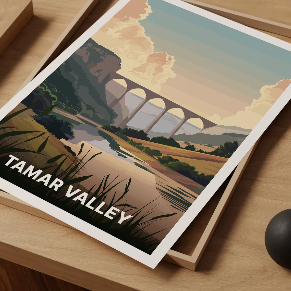 Tamar Valley Travel Poster Devon Cornwall Landscape West Country Wall Art Hiking Adventure Decor C20 1810 - Image 3