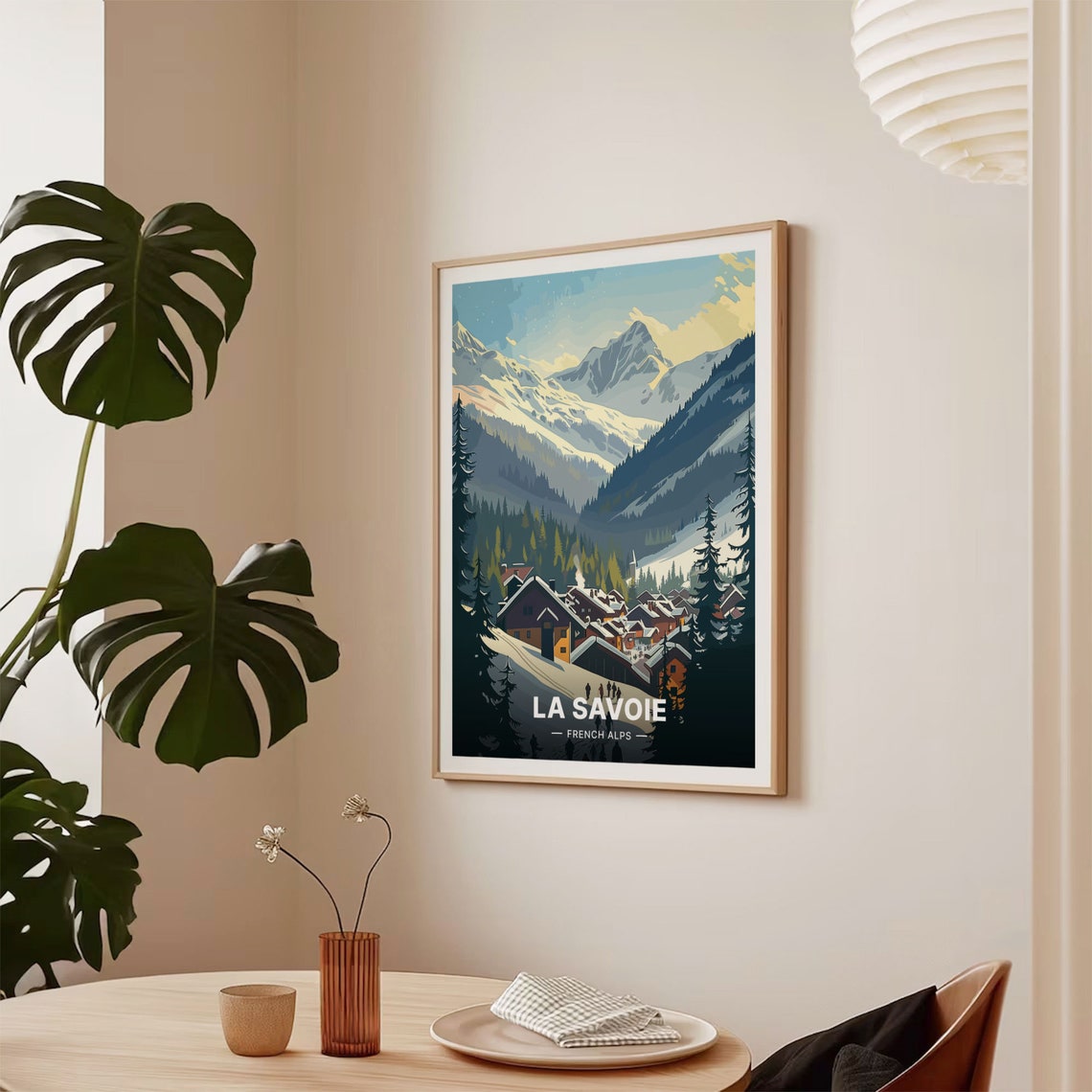 La Savoie French Alps Snowy Village Chalet Mountain Winter Poster - Image 2
