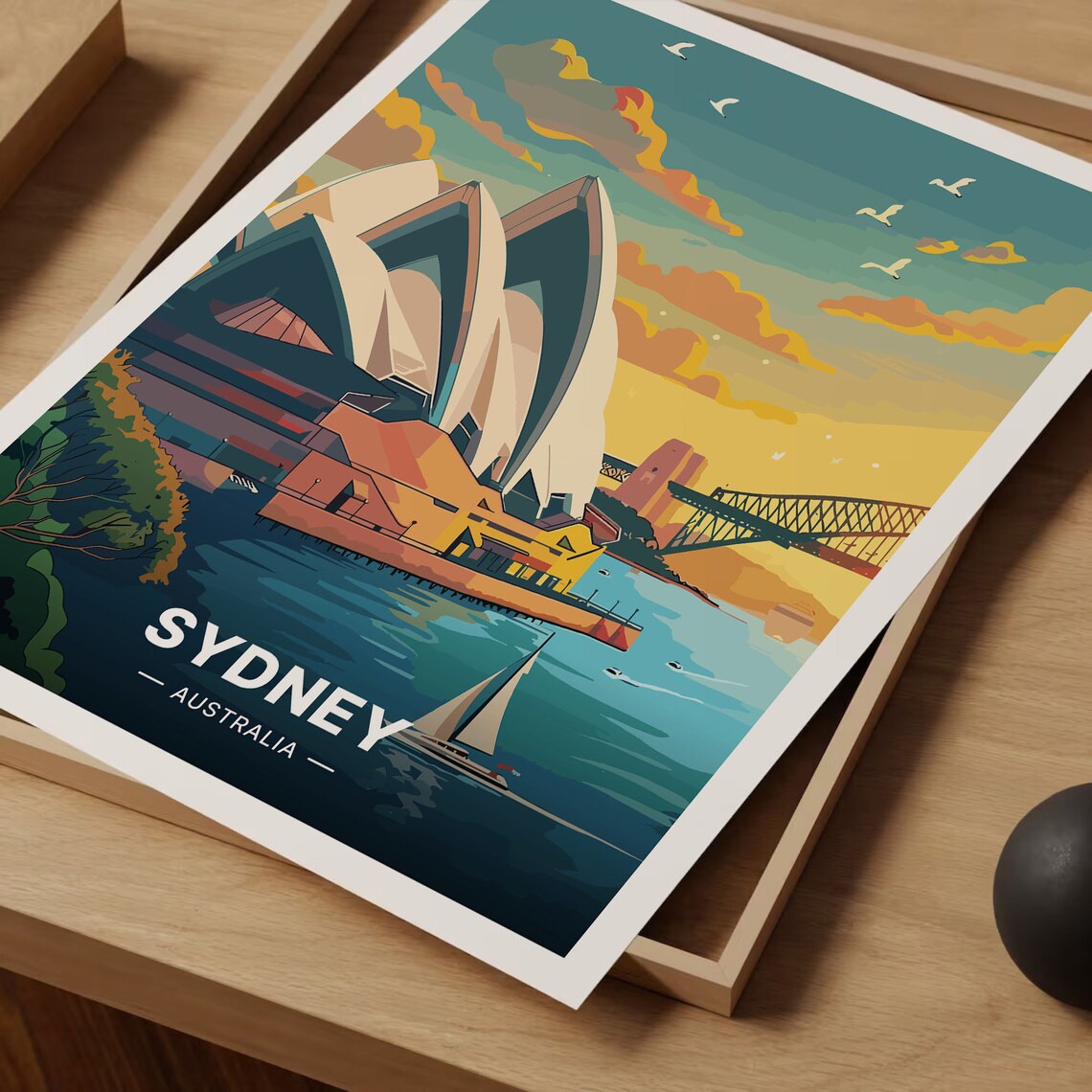 Sydney Cityscape Travel Poster, Australia Wall Art - Image 3