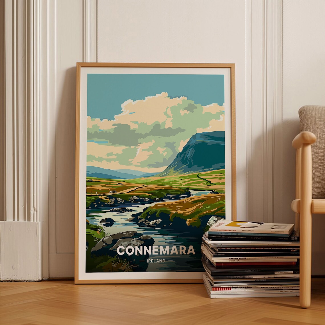 Connemara Ireland Travel Poster, Scenic Landscape