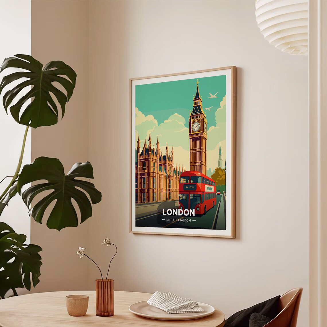 London Big Ben and Bridge Travel Poster, England - Image 2