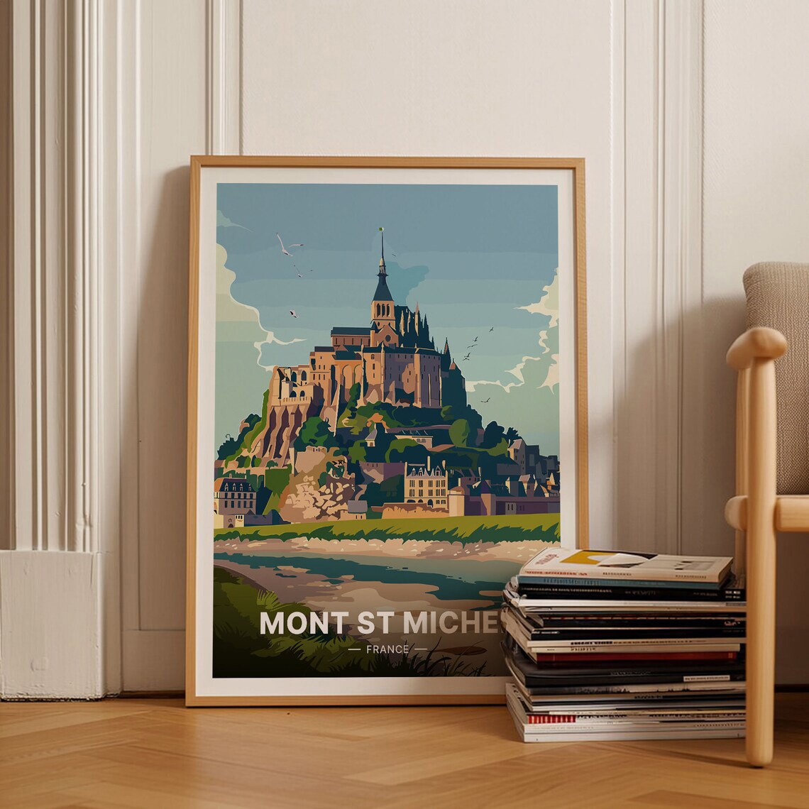 Mont Saint Michel French Travel Poster, Scenic France