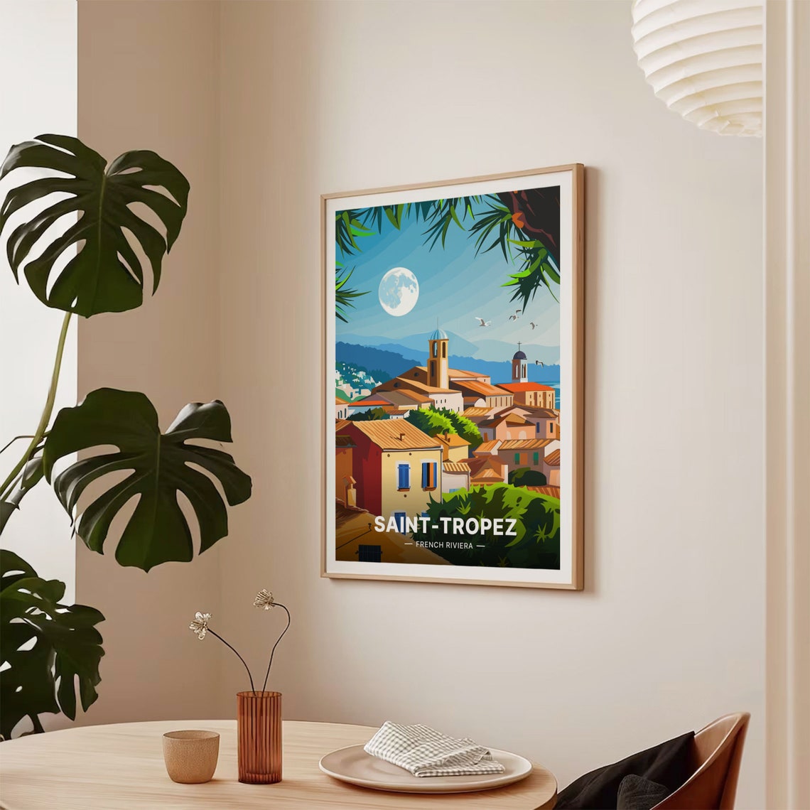 Saint Tropez French Riviera Moonlit Harbor Town Travel Poster - Image 2