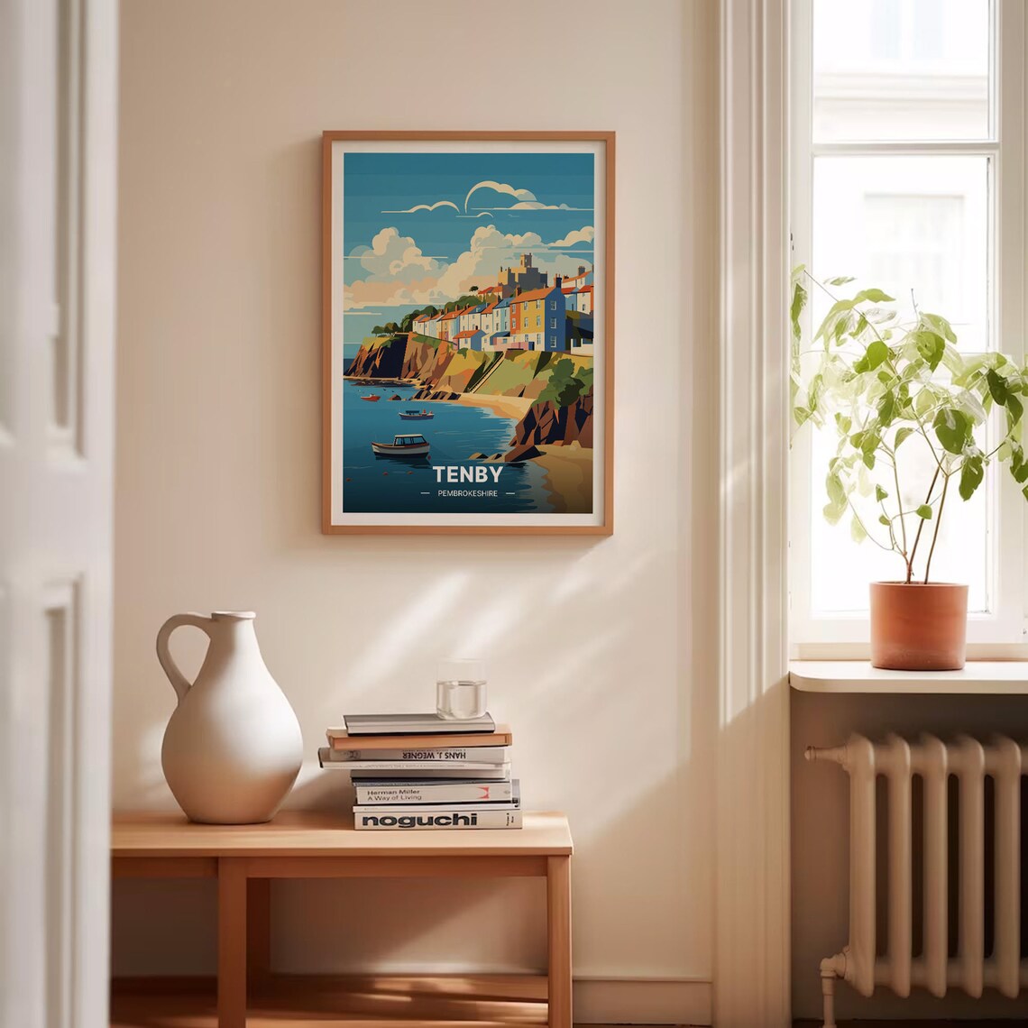 Tenby Pembrokeshire Wales Harbour Boats Cliff Town Houses Poster - Image 4