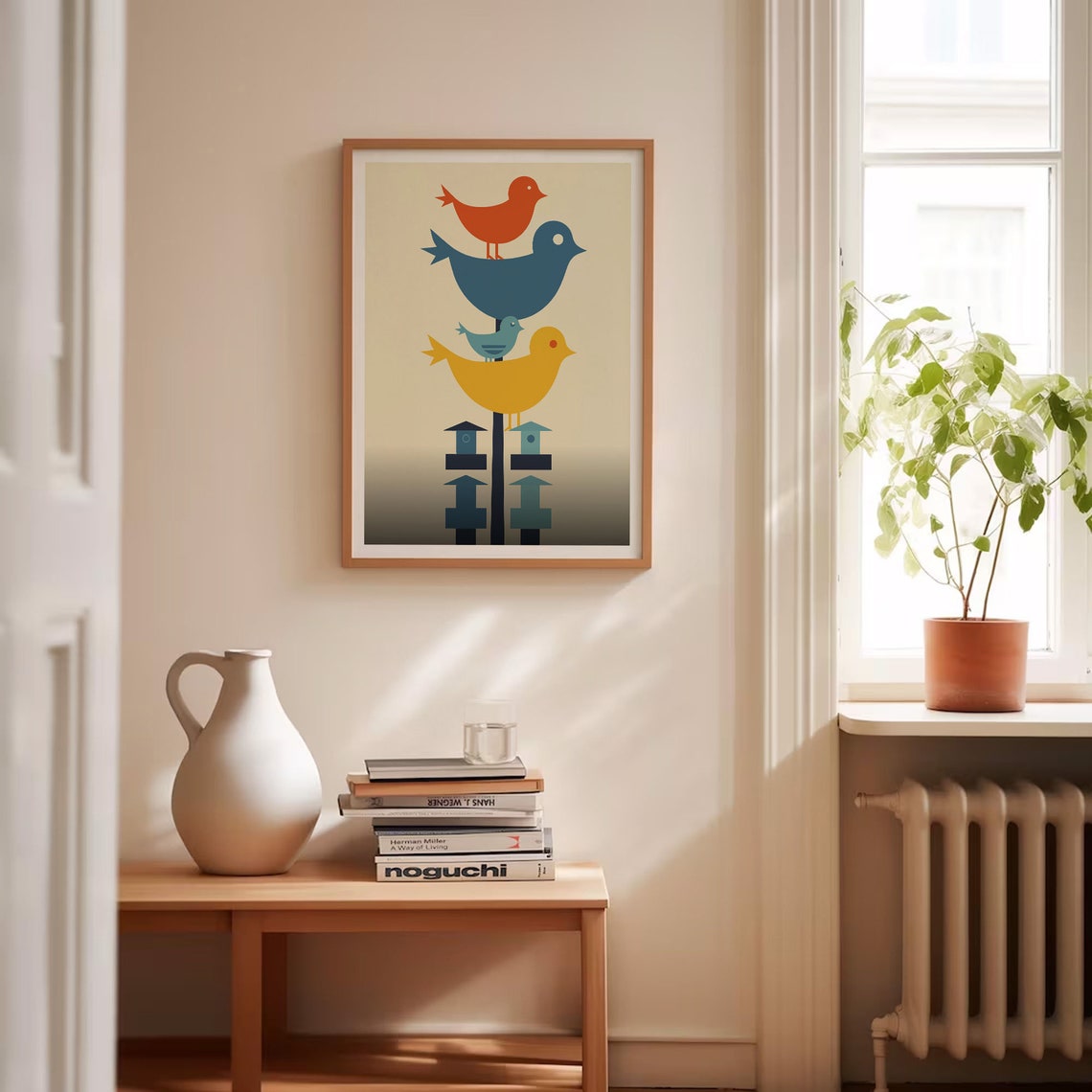 Mid Century Modern Geometric Birds Stacked Minimalist Wall Art - Image 4