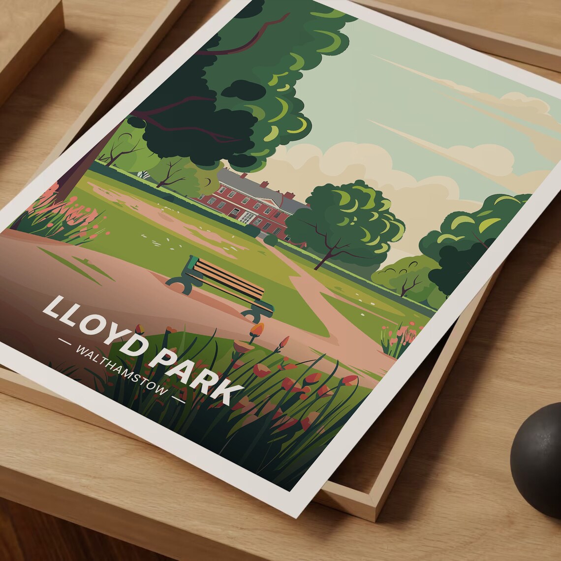 Lloyd Park Walthamstow London Garden Bench Red Brick House Poster - Image 3