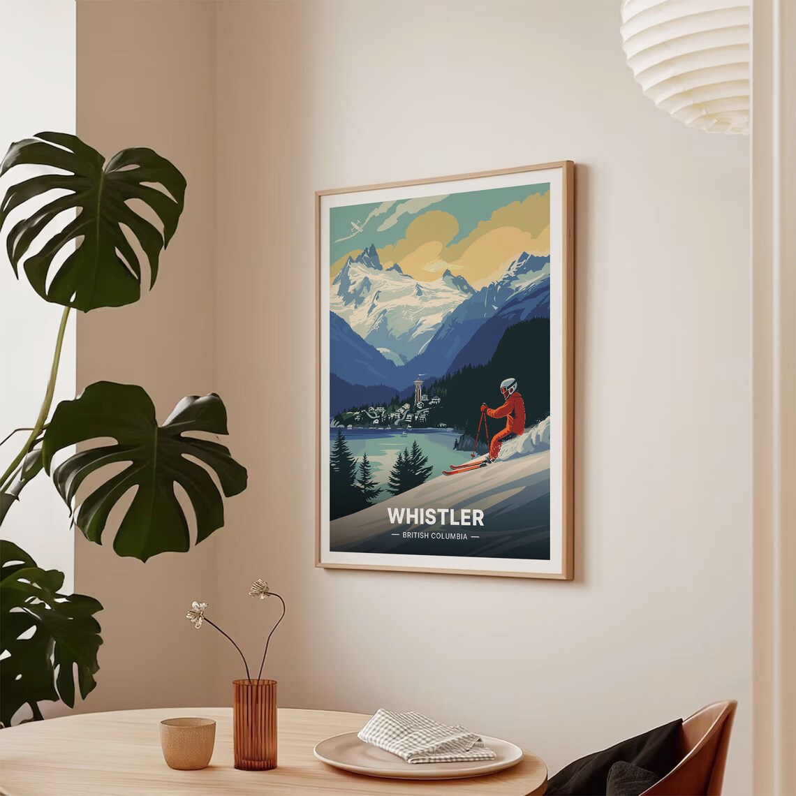 Whistler British Columbia Ski Resort Skier Snowy Peaks Poster - Image 2