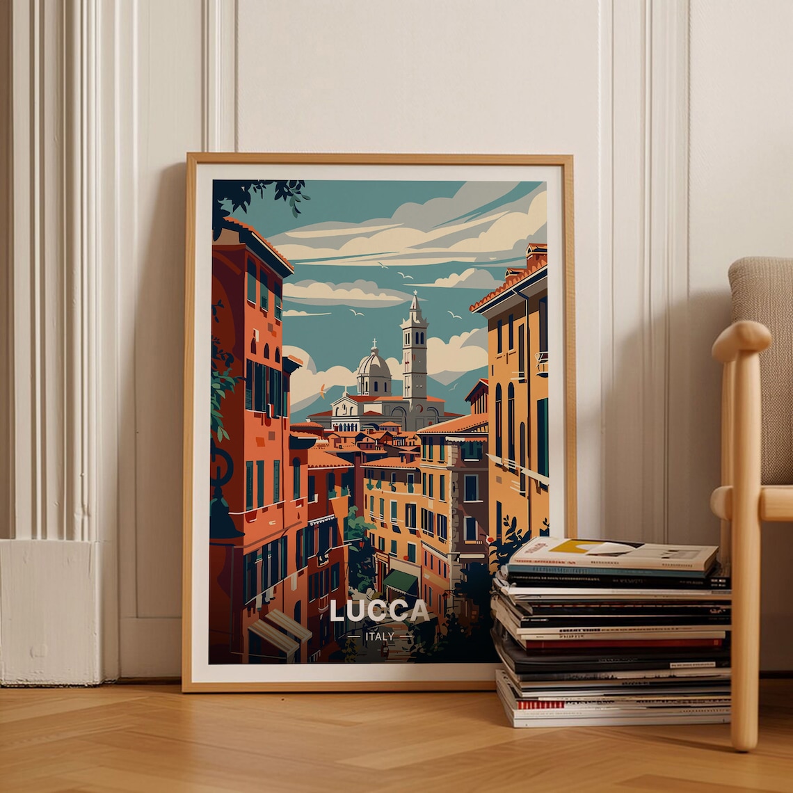 Lucca Italian Landscape Travel Poster, Wall Decor