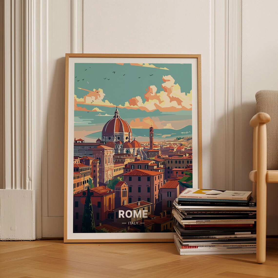 Rome Travel Poster, Italy Wall Art Poster Print