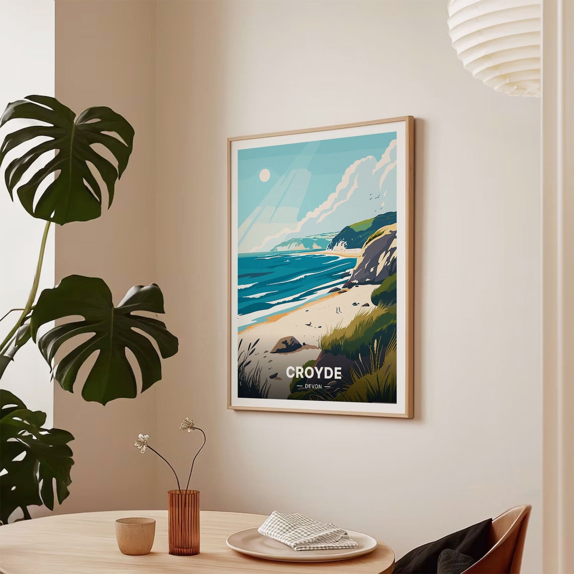 Croyde Devon Sandy Beach Cliffs Sunlit Coast Holiday Travel Poster - Image 2