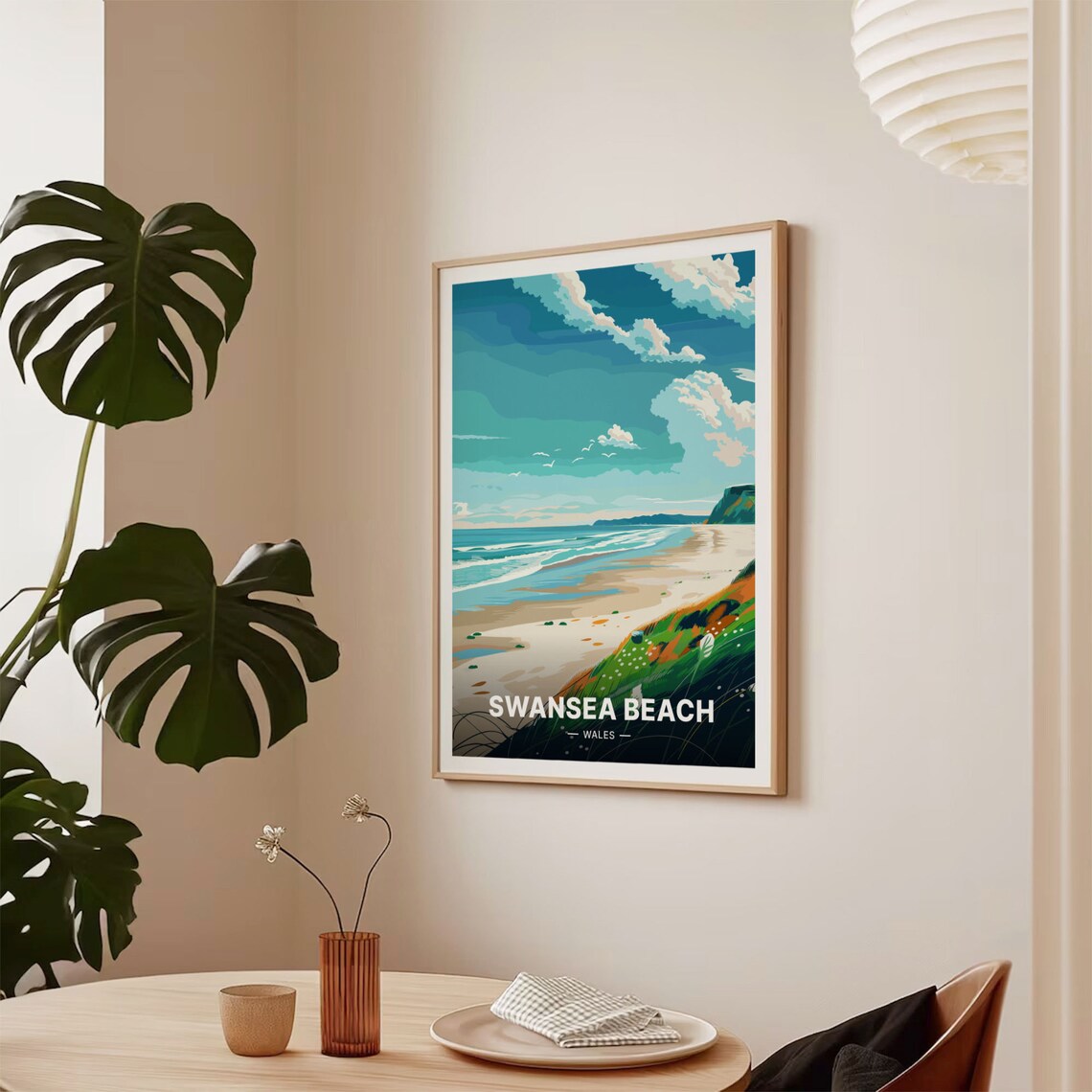 Swansea Beach Travel Poster, Wales Coastal Scene - Image 2