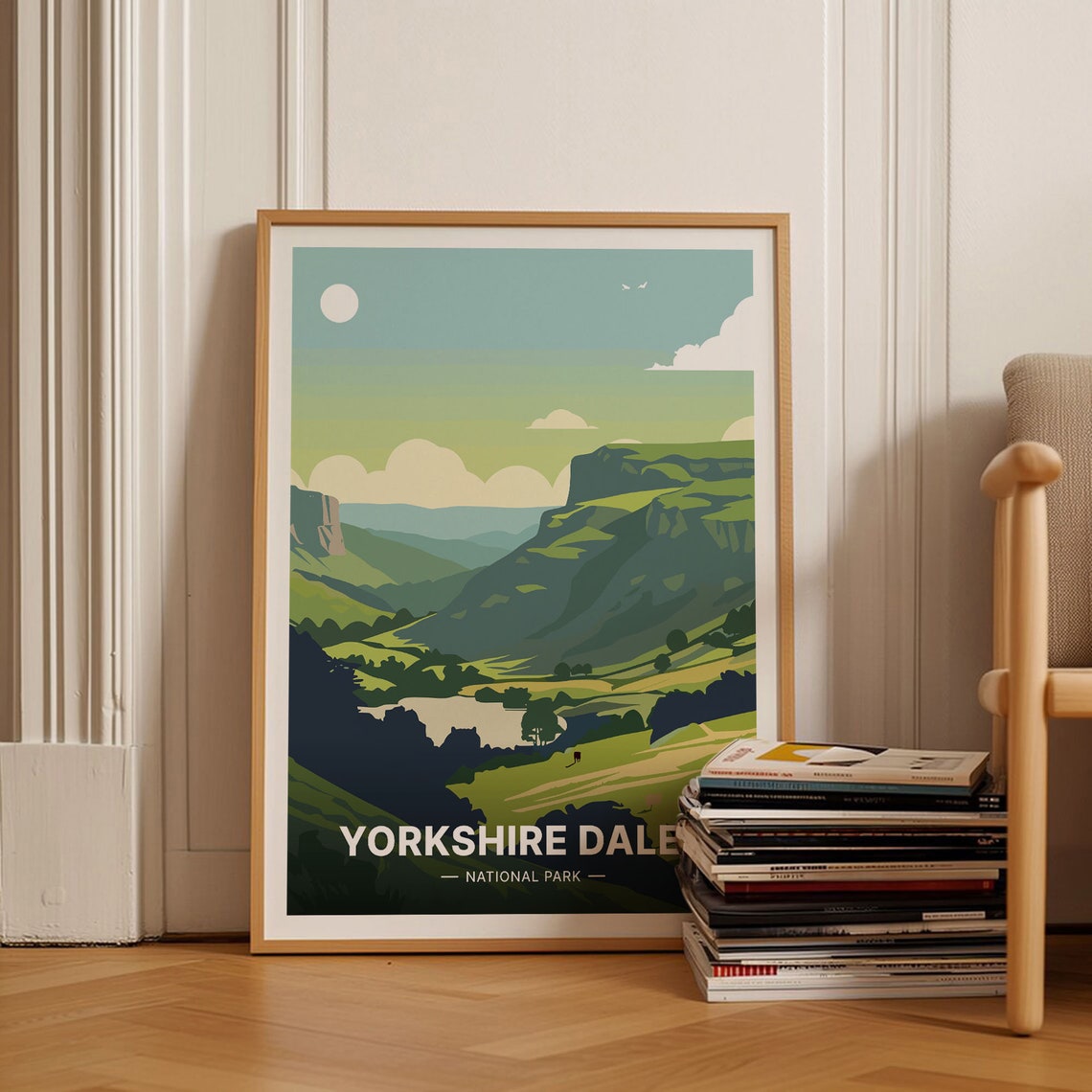 Yorkshire Dales National Park Rolling Green Hills Scenic Travel Poster
