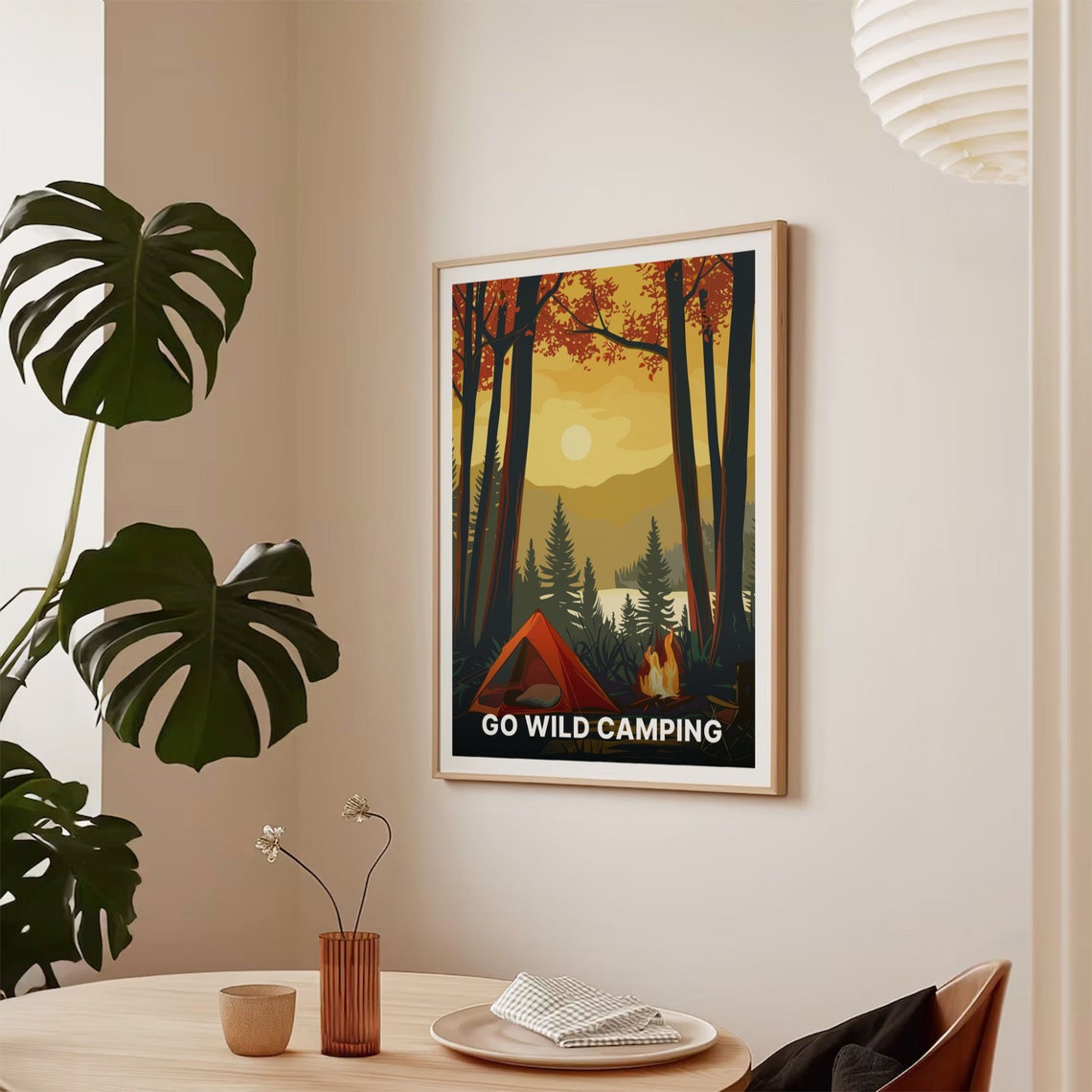 Go Wild Camping Tent Campfire Forest Sunset Outdoor Adventure Poster - Image 2