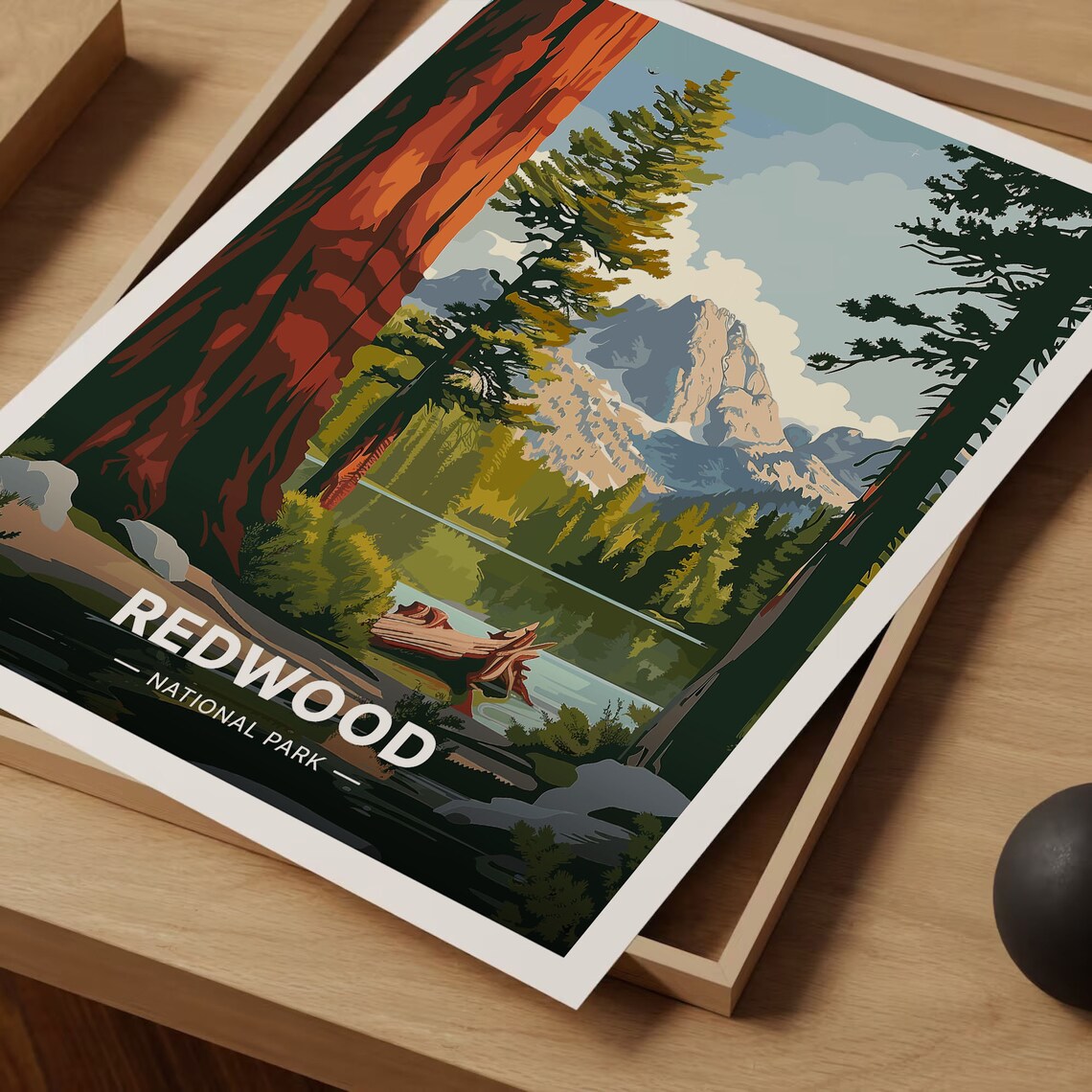 Redwood National Park Travel Poster, Scenic Landscape - Image 3