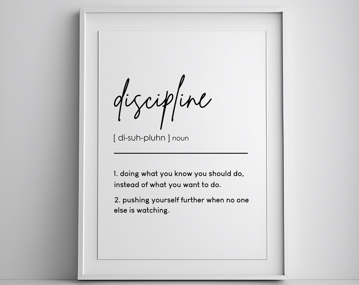 Discipline Wall Art Definition Print Meaning Motivational