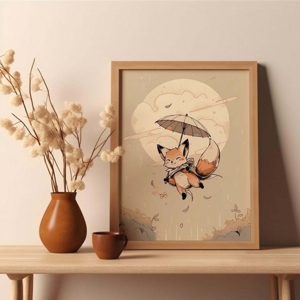 Flying Fox Japan Block Umbrella Animal Art Print