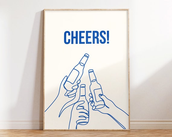 Bar Cart Print Beer Cheers Print Bar Cart Decor Retro Kitchen Wall Art Bar Cart Art Trendy Wall Art Print Minimalist Cheers