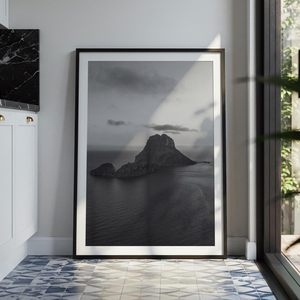 Es Vedra Ibiza Monochrome Island Rock Photography Poster Art