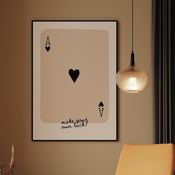 Black Ace Of Hearts Make Your Own Luck Retro Card Decor Poster