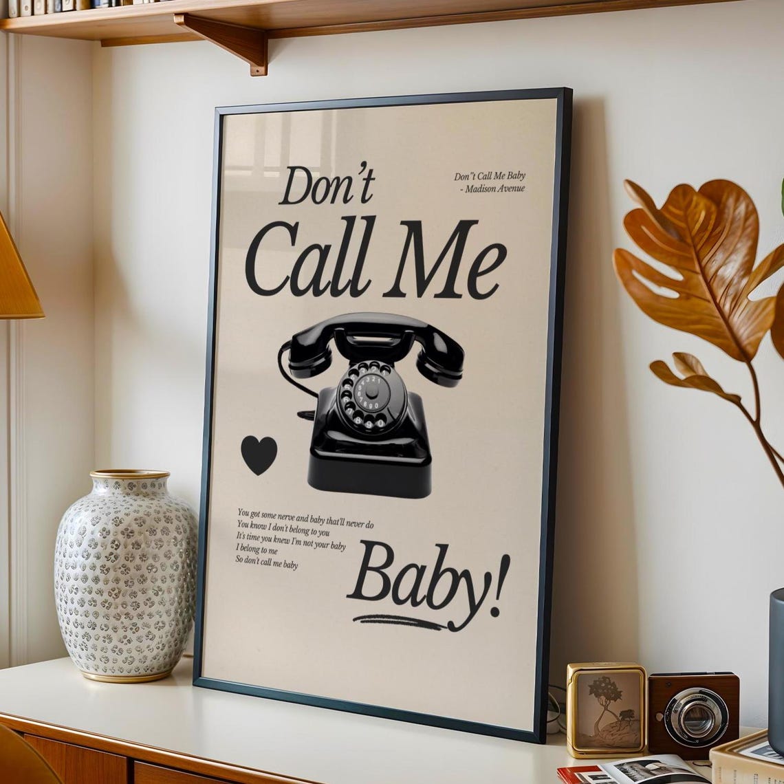 Don't Call Me Baby Madison Avenue Vintage Rotary Phone Lyric Poster