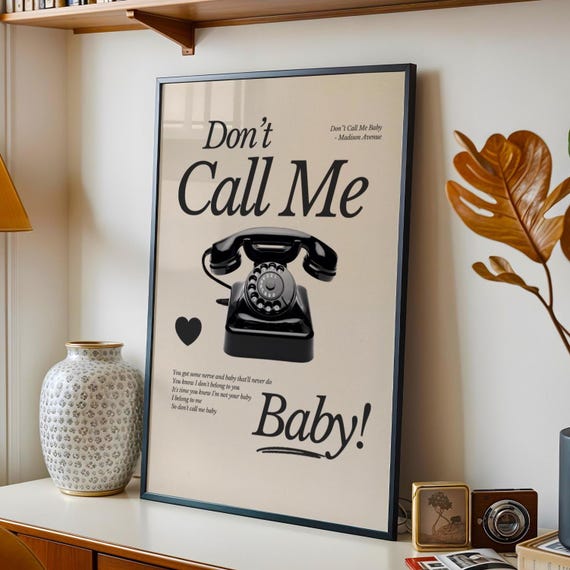 Dont Call Me Baby Print Madison Avenue House Music Poster Lyric Wall Art Decor Dj Ibiza