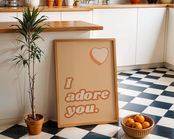 I Adore You Orange Wall Print Disco Ibiza Colourful Funny Cute Birthday Christmas Gift Unique Leopard House Music