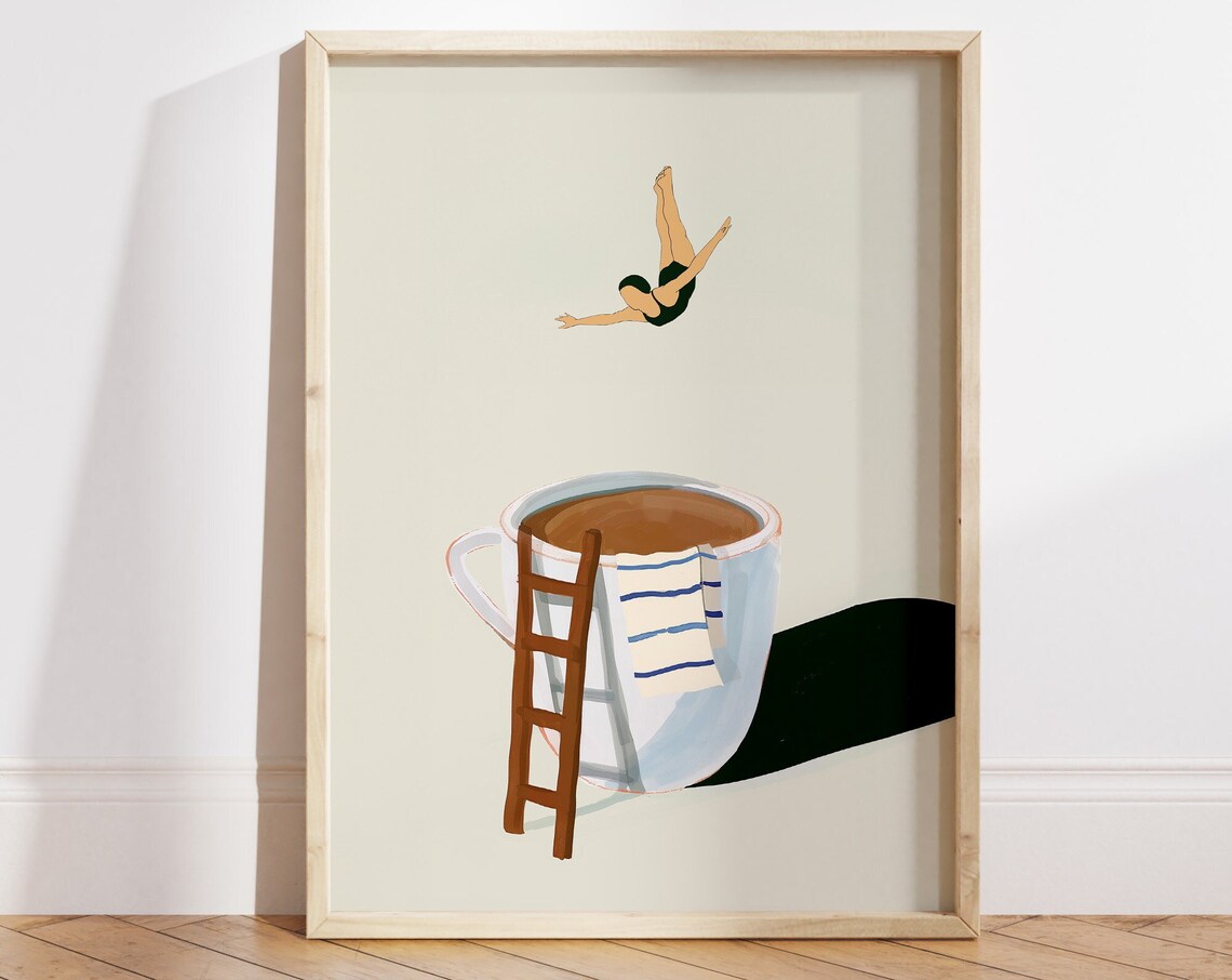 Coffee Diver Trendy Kitchen Wall Art Print