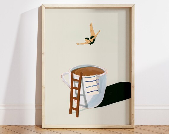Coffee Diver Trendy Kitchen Wall Art Print