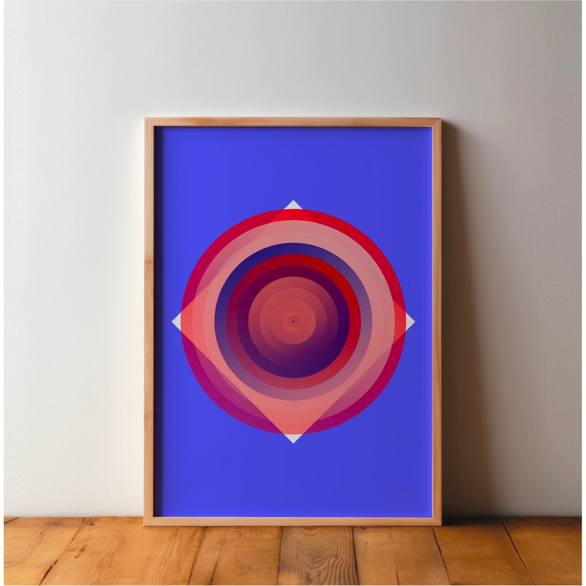 Concentric Red Pink Circles Geometric Modern Abstract Art Poster