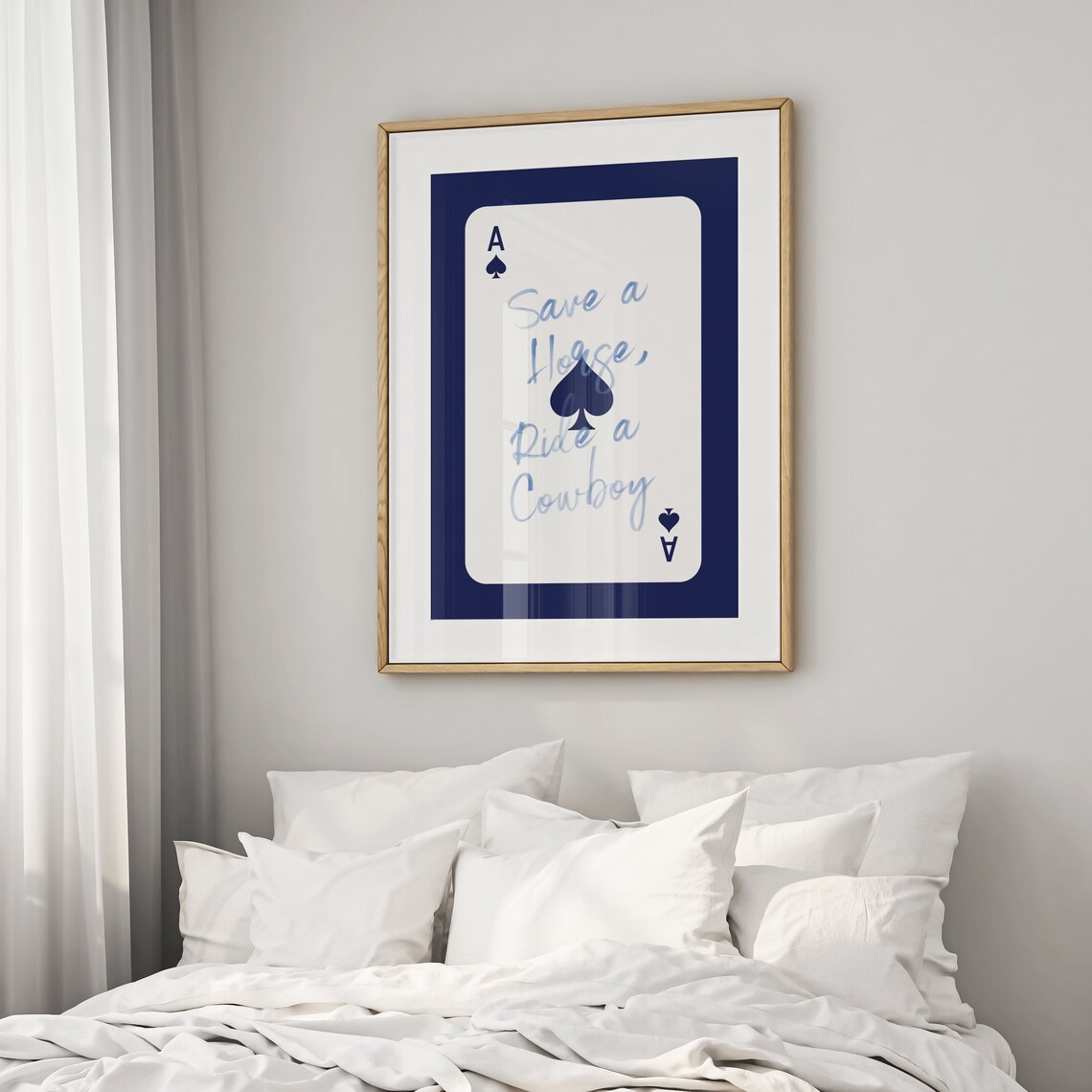 Save a Horse Ride a Cowboy Funny Navy Ace of Spades Card Poster
