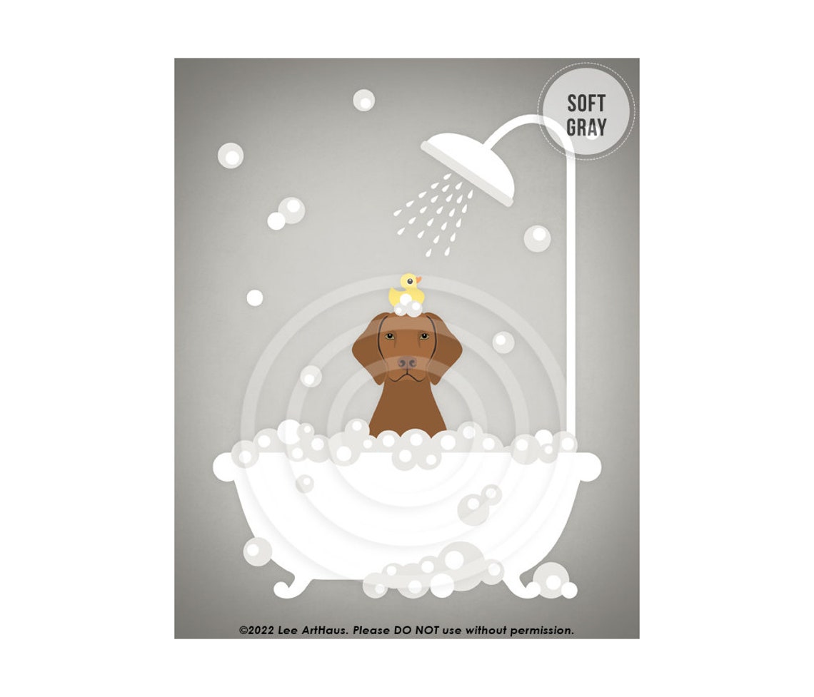 Vizsla Dog White Clawfoot Tub Bubble Bath Rubber Duck Wall Art - Image 3