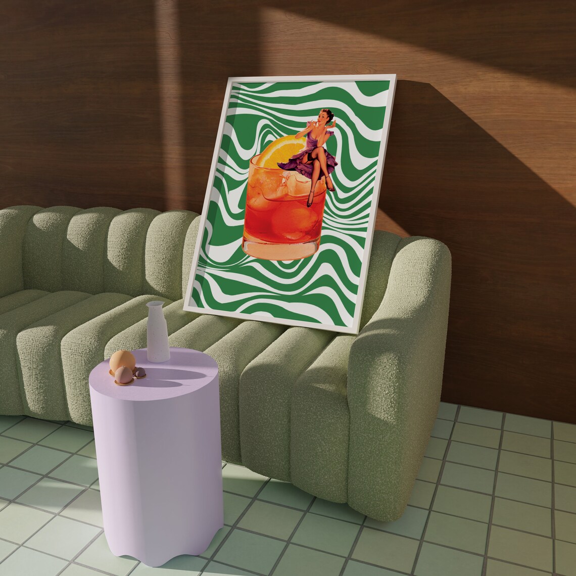 Funky Retro Bar Cart, Vintage Surrealism Art - Image 2