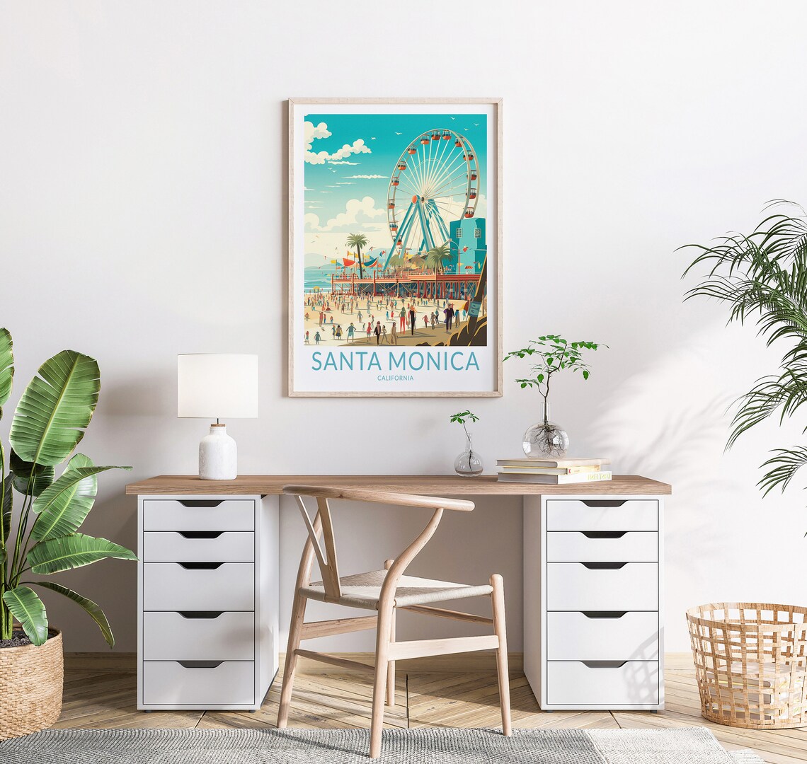 Santa Monica California Travel Poster, Los Angeles - Image 2