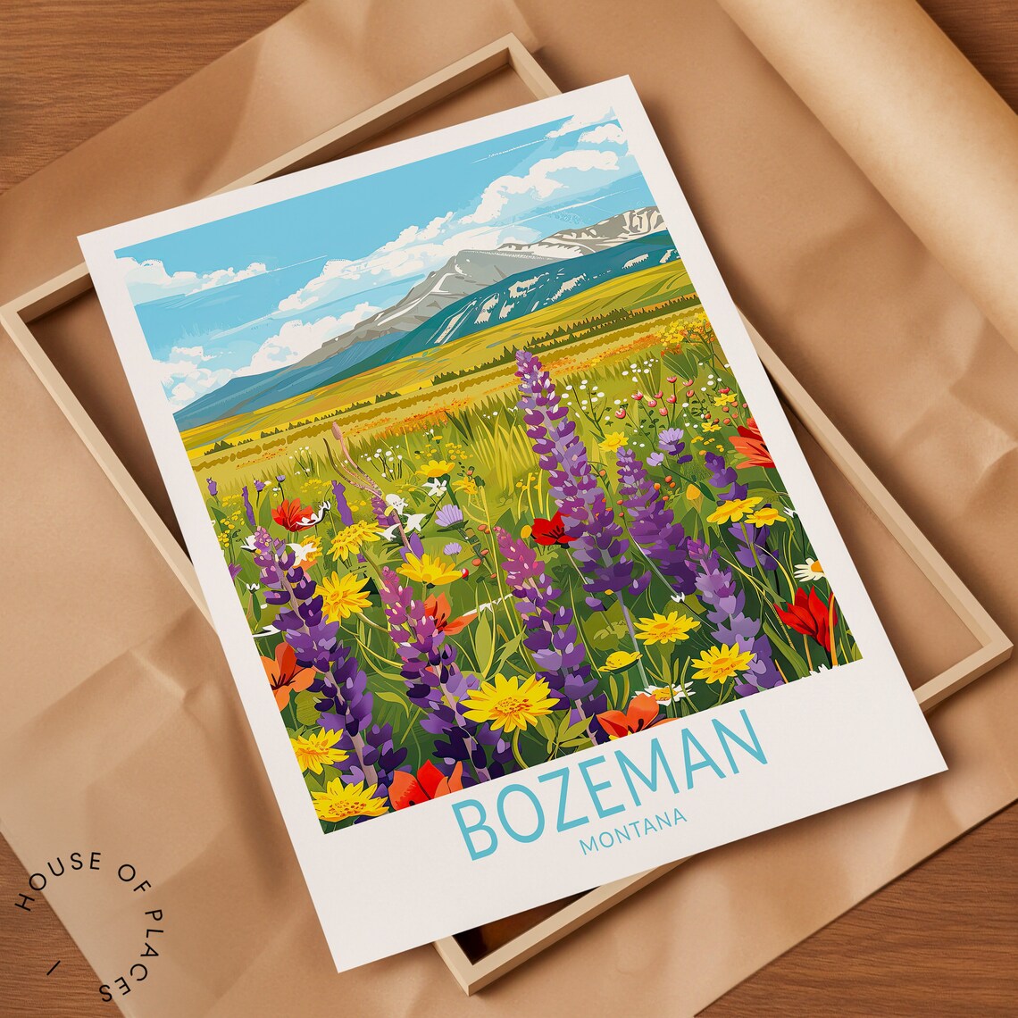Bozeman Montana Wildflower Meadow With Snowy Mountains Poster - Image 2