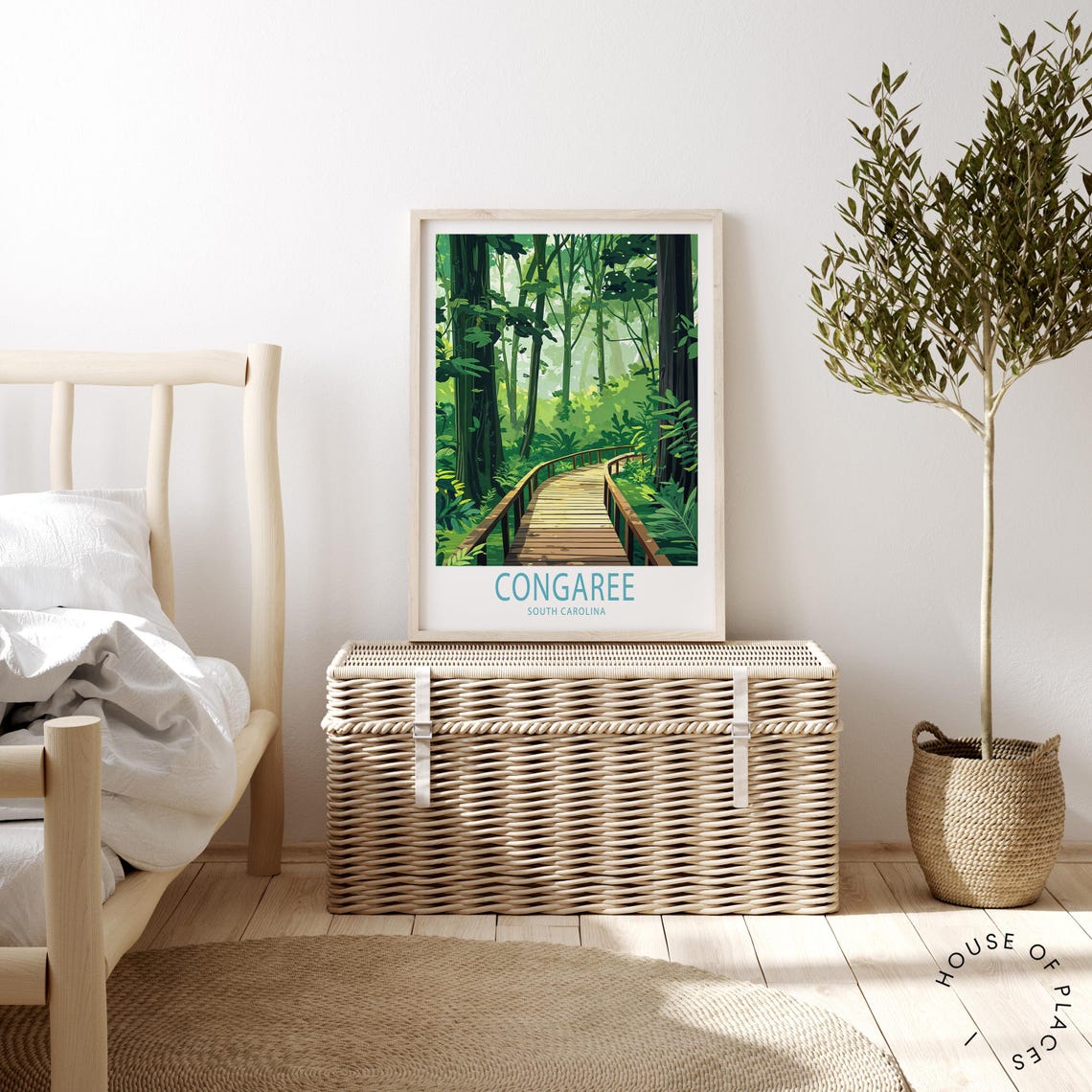 Congaree South Carolina Forest Boardwalk Lush Green Art Poster - Image 2
