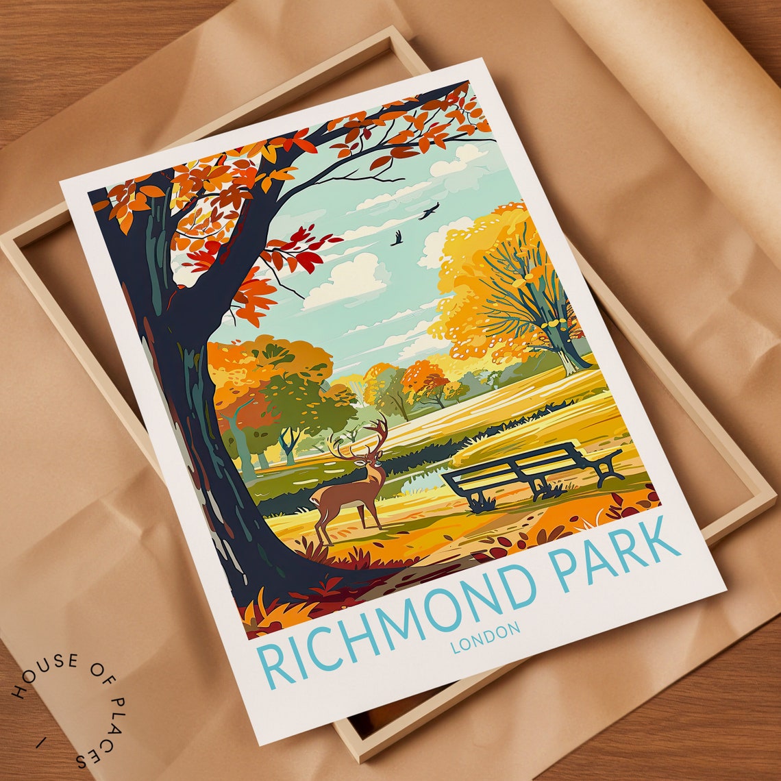 Richmond Park London Autumn Deer Park Landscape Travel Poster - Image 2