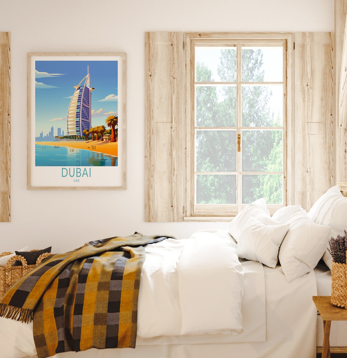 Dubai UAE Burj Al Arab Beach Palm Trees Skyline Travel Poster - Image 2