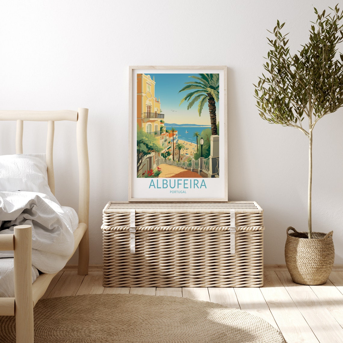 Albufeira Portugal Sunny Old Town Coastal Street Travel Poster - Image 3