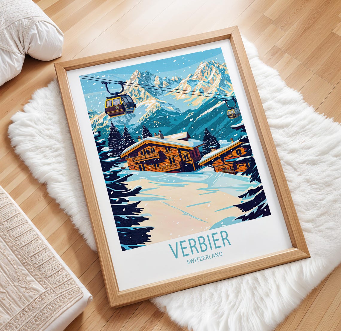 Verbier Switzerland Travel Poster Switzerland Wall Art Verbier 4 Valles Ski Area Print Home Decor Custom Travel Poster Birthday Gifts - Image 3