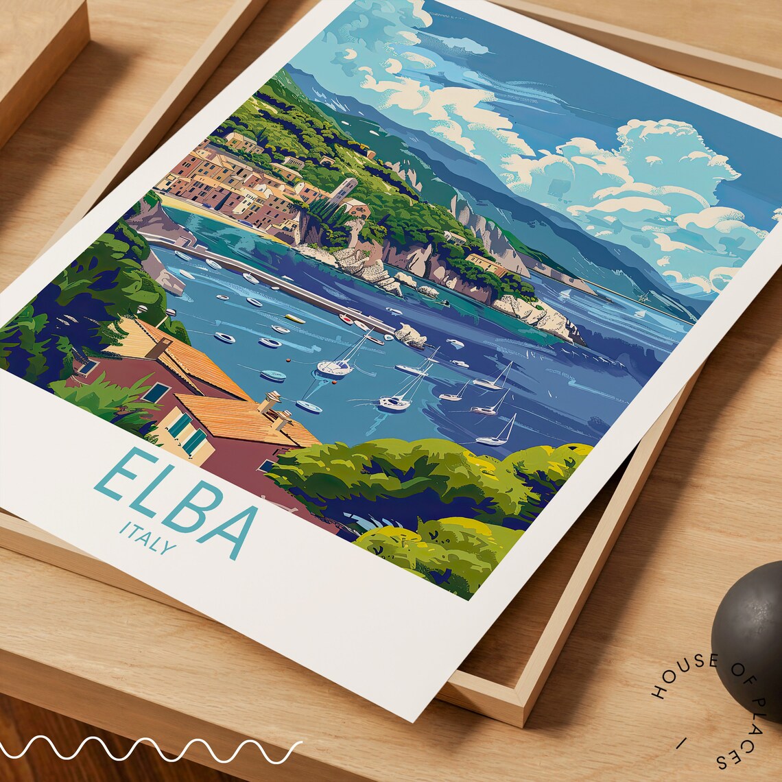 Elba Italy Island Bay Sailboats Beautiful Tuscan Coast Travel Poster - Image 3