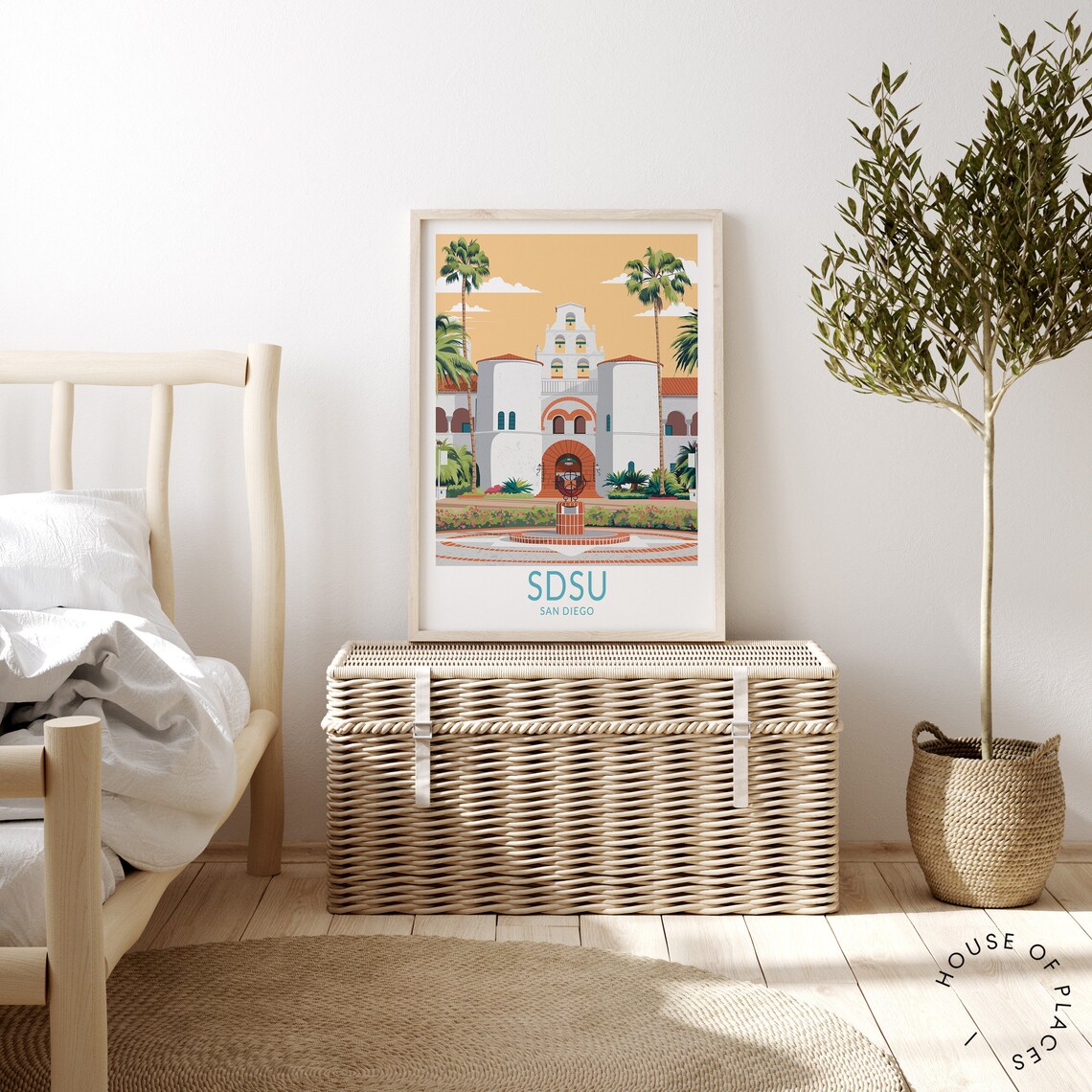 San Diego State University Travel Poster, Campus Art Print - Image 3