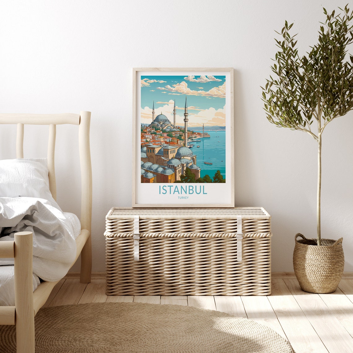 Istanbul Mosques Bosphorus Skyline Turkey Retro Travel Poster - Image 3